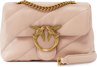 Produktbild von PINKO Leder Umhängetasche Schultertasche Love Puff Mini CL Sheep Nappa Cipria - Antique Gold lachsfarben