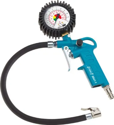 Produktbild von HAZET Reifenfüll-Messgerät 9041-1 I Manometer-Messbereich: 0-12 bar, Schlauchlänge: 400 mm, Manometer-Durchmesser: 63 mm I Reifendruck-Prüfer für Auto, Motorrad, Lkw uvm.
