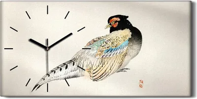 Produktbild von Küchenuhr Bürouhr Leinwand Uhr 60x30 Malerei Asiatische Tier Vogel Kunst - schwarze Hände