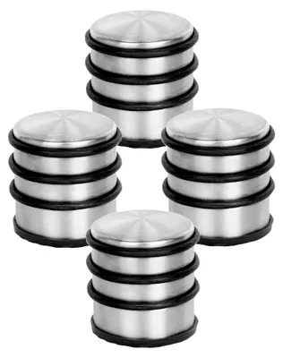 Produktbild von Türstopper Edelstahl massiv 4 Stück - Schwerer Türstopper mit modernem Design, ausgestattet mit Gummiring zum Schutz der Türen (Silber)