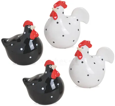 Produktbild von Hühner Keramik schwarz 4er Set 6 cm
