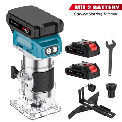 Obrázok produktu pre Fréza na drevo – akumulátorová frézka – 1600 W – bezuhlíkový motor – variabilna rýchlosť – 2 akumulátory – upínacie kliešte 6/6,35/8 mm