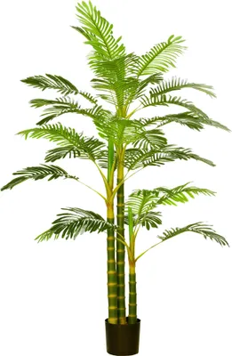 Image de Palmier areca artificiel arbre artificiel hauteur 190 cm avec 30 grandes feuilles en plastique pot inclus