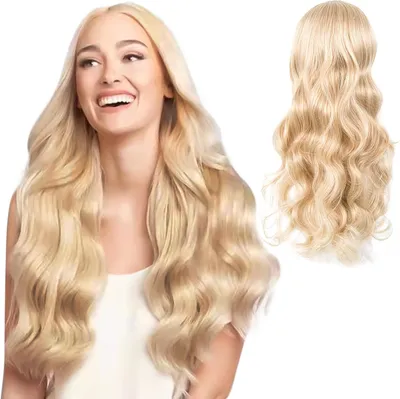 Produktbild von Lange Blonde Wellenperücke, 60 cm, Synthetisches Haar, für Partys
