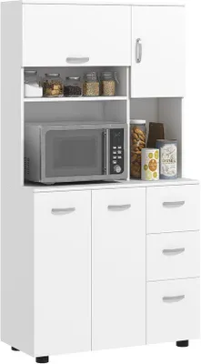 Immagine prodotto di Credenza bianca a 4 ante con 3 cassetti e un cassetto grande