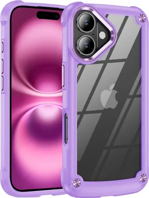 Produktbild von iPhone 16 Hülle, Hybrid Transparente PC Robust TPU Bumper Stoßfest Schutzhülle für iPhone 16 Lila