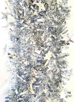 Produktbild von Lametta 5m Girlande Weihnachten Weihnachtsgirlande Christbaumschmuck Deko Sterne LMT9 Silber