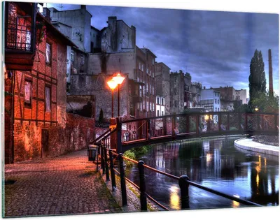 Produktbild von Bilder auf glas - Architektur Altstadt Stadt Fluss - 120x80cm - Glasbilder - Wandbilder - Kunstdruck - zum Aufhängen bereit - Wanddekoration aus Glas - Glas Bilder - Wandbild auf Glas - GAA120x80-0500