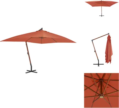 Produktbild von vidaXL Ampelshirm mit Holzmast 400x300 cm Terrakotta-Rot - Sonnenschirme & Sonnenschutze