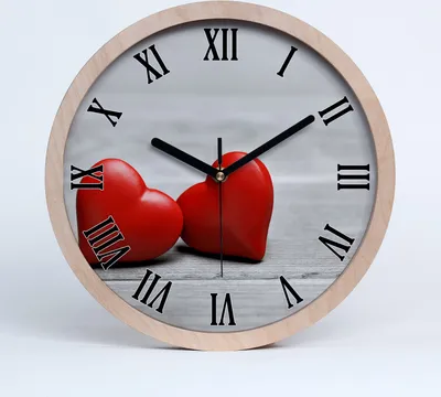 Produktbild von Holzuhr 20fi cm wanduhr - schwarze Spitzen - Herz auf Holz