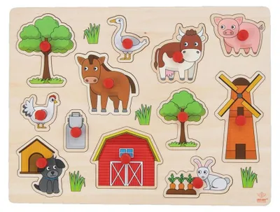 Image de Houten Noppenpuzzel Boerderij, 12st.
