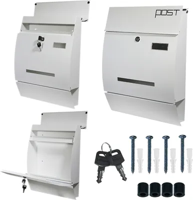 Produktbild von Briefkasten Wandbriefkasten Postkasten Postfach inkl. Zeitungsrolle Weiß S2