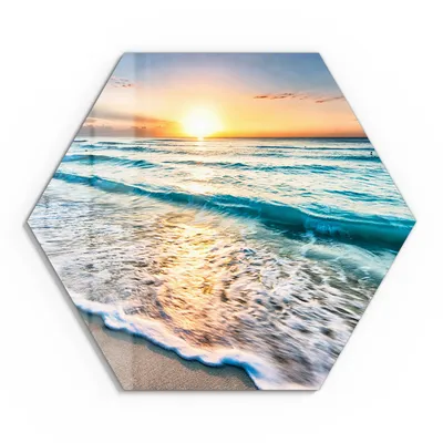 Produktbild von DEQORI Glasbild Echtglas 55x48 cm 'Küste im Morgenlicht' Wandbild Bild modern Deko