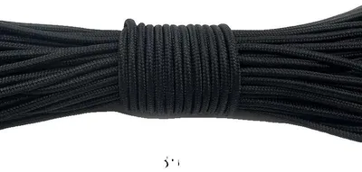 Image de Paracorde, polyester résistant, corde d'escalade et de camping (corde de parachute), 3 mm, noir, 5 mètres