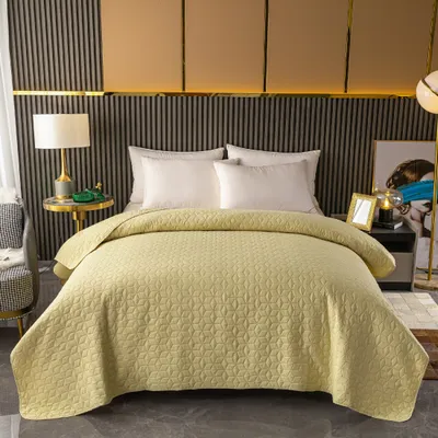 Produktbild von Bettüberwurf Tagesdecke Bettdecke Decke Steppdecke Prägemuster Überwurfdecke leicht, Größe:220 cm x 240 cm, Farbe Bettdecke:Beige D-1