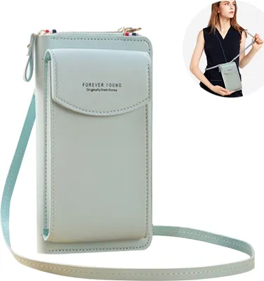 Produktbild von Damen Handytasche Zum Umhängen Schultertasche Umhängetasche Kleine Brieftasche mit Kartenfächer Slots für Frauen Crossbody(Grün)