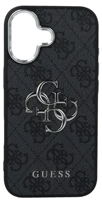 Produktbild von GUESS Tasche passend für IPHONE 17 GUHCP17SP4G4SMCK (4G Kunstleder Tasche mit großem 4G und Classic Logo und silbernen Metall Kamerarahmen) schwarz