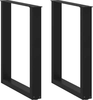 Obrázok produktu pre Nohy k jedálenskému stolu v tvare U, 2 ks, čierne, 60 x (72-73) cm, oceľové
