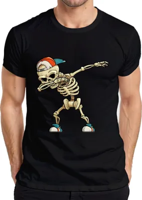 Produktbild von Dab Skelett Halloween Cap Sneaker Hip Hop Cartoon Skater Cool Herren T-Shirt, Schwarz, XL