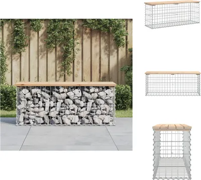 Obrázek produktu pro vidaXL Gabionová zahradní lavice 103x31,5x42 cm z masivního borovicového dřeva - Zahradní lavice