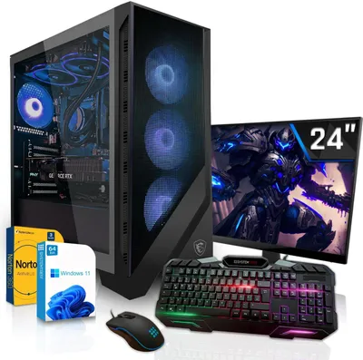 Produktbild von SYSTEMTREFF Gaming Komplett Set - Ryzen 5 5655G - AMD RX Vega - 16GB  - 512GB M.2 NVMe +  - 24 Zoll TFT - Windows 11 Pro - Desktop PC