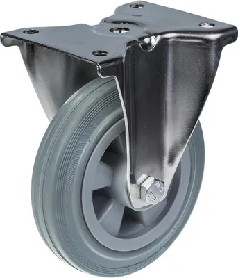 Obrázek produktu pro 160 mm 6" kolečka z nerezové oceli, šedá guma, pevná, 135 kg