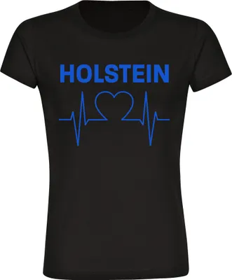 Produktbild von multifanshop Damen T-Shirt - Holstein - Herzschlag, schwarz, Größe L