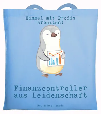 Produktbild von Mr. & Mrs. Panda Schultasche Finanzcontroller Leidenschaft - Sky Blue - Geschenk, Stoffbeutel, Tasche, Jutebeutel, Tote Bag, Laptoptasche