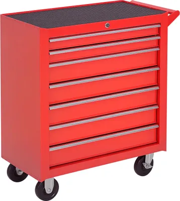 Obrázek produktu pro Nástrojový vozík – B20-056 – 7 zásuvek – s kolečky – uzamykatelný – ocel – 69 x 33 x 75 cm – červený