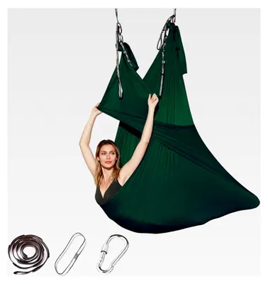 Produktbild von Yoga Schaukel Hängematte Set mit Karabinern und Gurtbändern, Verlängerungsgurt, Aerial Swing Air Hängematte, Tragkraft 200 kg, für Innen- und Außenbereich (150 x 280 cm)