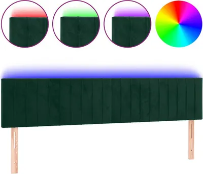 Produktbild von vidaXL LED Kopfteil Dunkelgrün 180x5x78/88 cm Samt