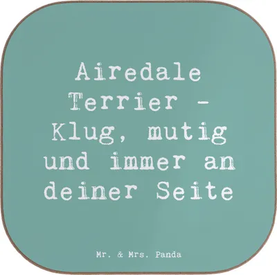 Produktbild von Mr. & Mrs. Panda Tassenuntersetzer Spruch Airedale Terrier - Meeresbrise - Geschenk, Hunderassen, Untersetzer für Gläser, Weisheit, Glas, Haustier, Hunde, Holzuntersetzer