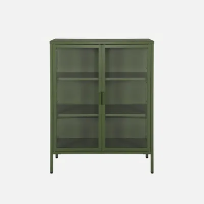 Produktbild von sweeek - Schrank aus Stahl und gehärtetem Glas, 2 Türen, 80 cm - Grün