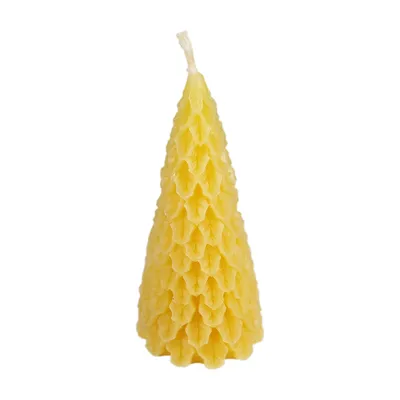 Produktbild von Bienenwachskerze Tannenbaum Kerze 9 cm feines Schuppenrelief – Christbaum Deko