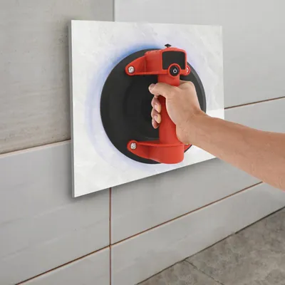 Produktbild von Elektrischer Vakuumsauger, 8 Zoll Handgerät, Digitalanzeige, rund, für Glas/Fliesen/Granit/Metall/Stein, rot