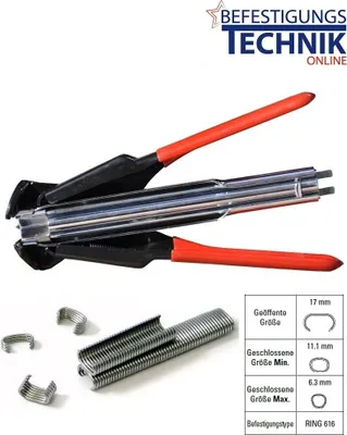 Produktbild von Hog Ringzange Plier 20 +100 Ringe passend Bostitch P7, HR18, Regur DOZ20, OK20, Ring 616 KL-95