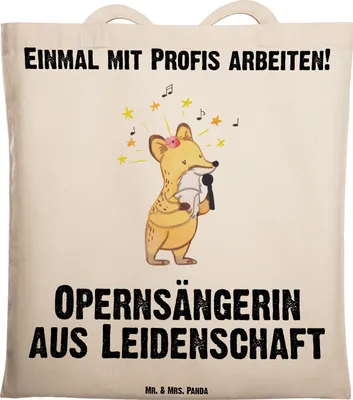Produktbild von Mr. & Mrs. Panda Schultasche Opernsängerin Leidenschaft - Transparent - Geschenk, Beutel, Laptoptasche, Jutebeutel, Shopping Tasche, Tote Bag