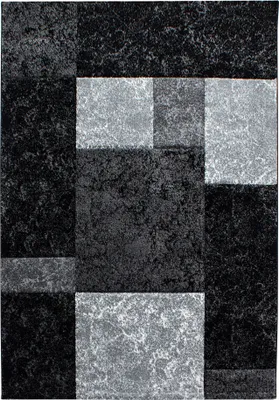 Image de Tapis de couloir pour salon, noir, motif à carreaux, dimensions 80x150 cm