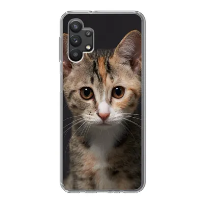 Produktbild von MuchoWow® Handyhülle Schutzhülle Hülle für Samsung Galaxy A32 5G Katze - Schwarz - Porträt Silikon Softcase Handy Hülle - Softcase