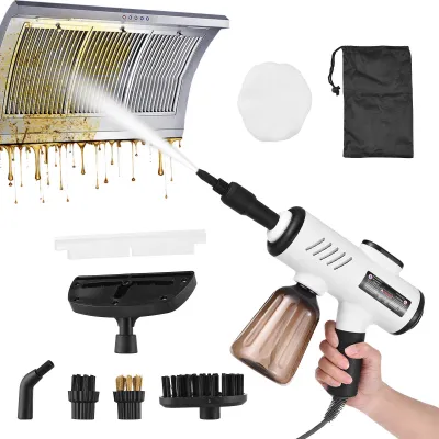 Obrázok produktu pre Prenosný ručný parný čistič 600 ml, 3 stupne teploty, 3 kefy, škrabka na okná, kábel 5,2 ft pre kuchyňu, kúpeľňu, čistenie auta