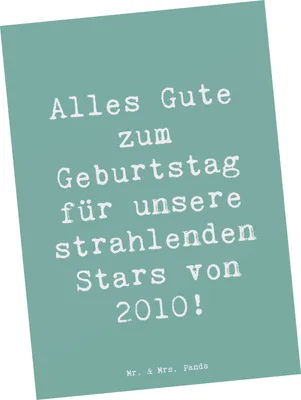 Produktbild von Mr. & Mrs. Panda Postkarte Spruch 2010 Geburtstag Stars - Meeresbrise - Geschenk, Geburtstagsfeier, Glückwunsch, herzliche Geburtstagssprüche, Geburtstagsgeschenk