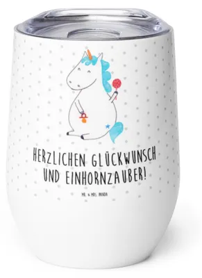 Produktbild von Mr. & Mrs. Panda Thermo Becher Einhorn Baby - Weiß - Geschenk, Unicorn, edelstahl thermobecher, kaffee tasse, isoliertasse, Einhörner, thermosbecher, Geburtstag, Geburt