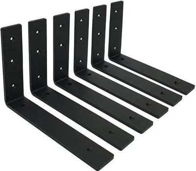 Productafbeelding van Ibenzoa® Set van 6 wandhouders voor planken, zwart – L-vormige beugel van massief staal (5 mm), geschikt voor een draagvermogen tot 50 kg per plank, robuuste wandhouders voor zware lasten en decoratie