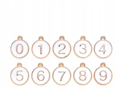 Produktbild von MIXFORM Anhänger Ziffern Emaille 14.5mm Goldfarben 10 Stück