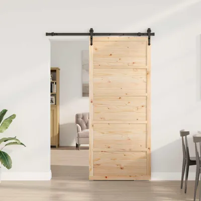 Produktbild von Möbel Zimmertüren  - Braun - CLORIS Schiebetür Natur 80x208 cm Massives Kiefernholz,19.61 Kg - 135185