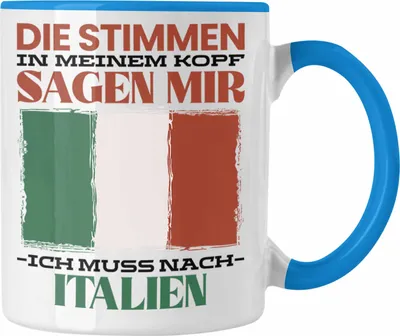 Produktbild von Trendation - Italien Tasse Urlaub Heimat Geschenk Spruch Italiener Geschenkidee (Blau)