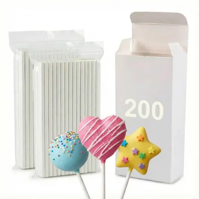 Productafbeelding van Cake pop-stokjes - 200 stuks - Voor het bakken en decoreren - Wit - 15 cm