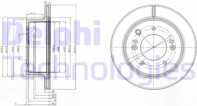 Produktbild von 2x DELPHI Bremsscheibe BG3859 für KIA SORENTO I (JC) 87 5mm 315mm
