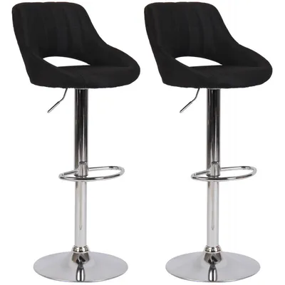 Produktbild von 2er Set Barhocker Milet Stoff, Farbe:schwarz, Material Gestell:Metall in Chromoptik
