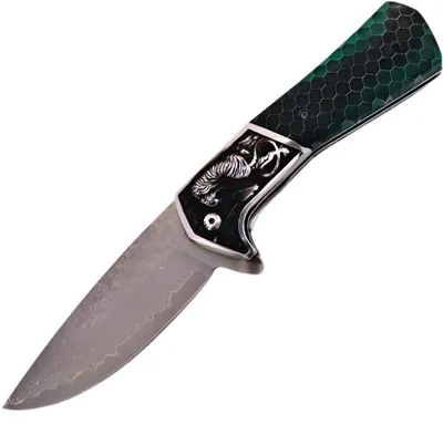 Produktbild von Damast Outdoor Klappmesser CO-39986 DA3244 - Grün KP39986